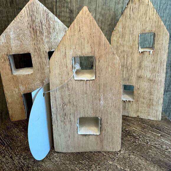 Rustic Neutral Home Decor Mango Wood Houses NEW FAST SHIP - Picture 2 of 8